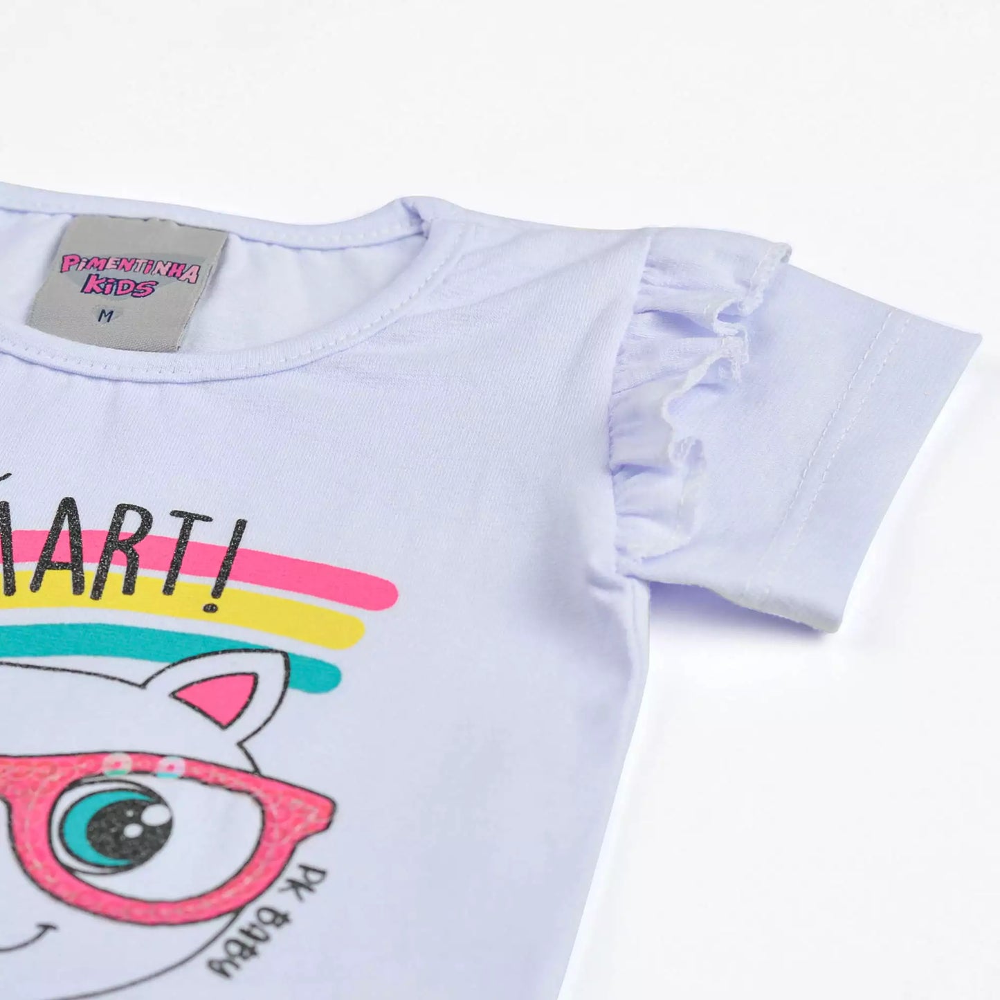Blusa Branca para Bebê Menina Gatinho