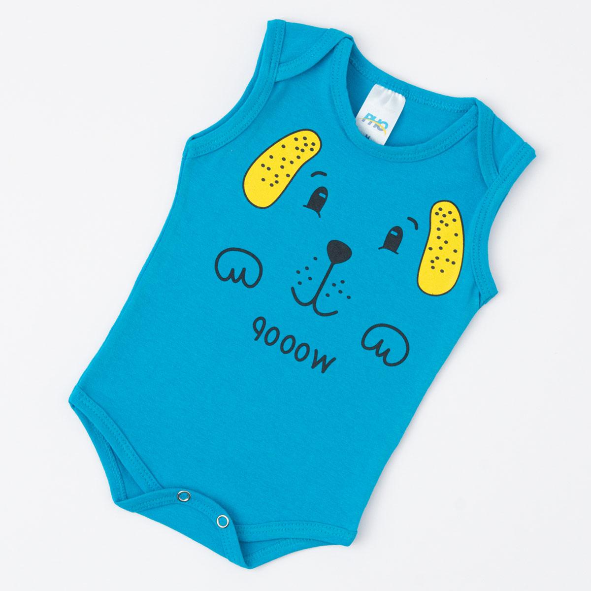Body Regata Azul com Estampa de Cachorrinho para Bebê Menino