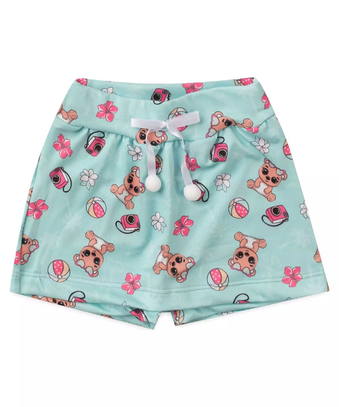 Conjunto de Verão para Bebê Menina Ursinho Branco