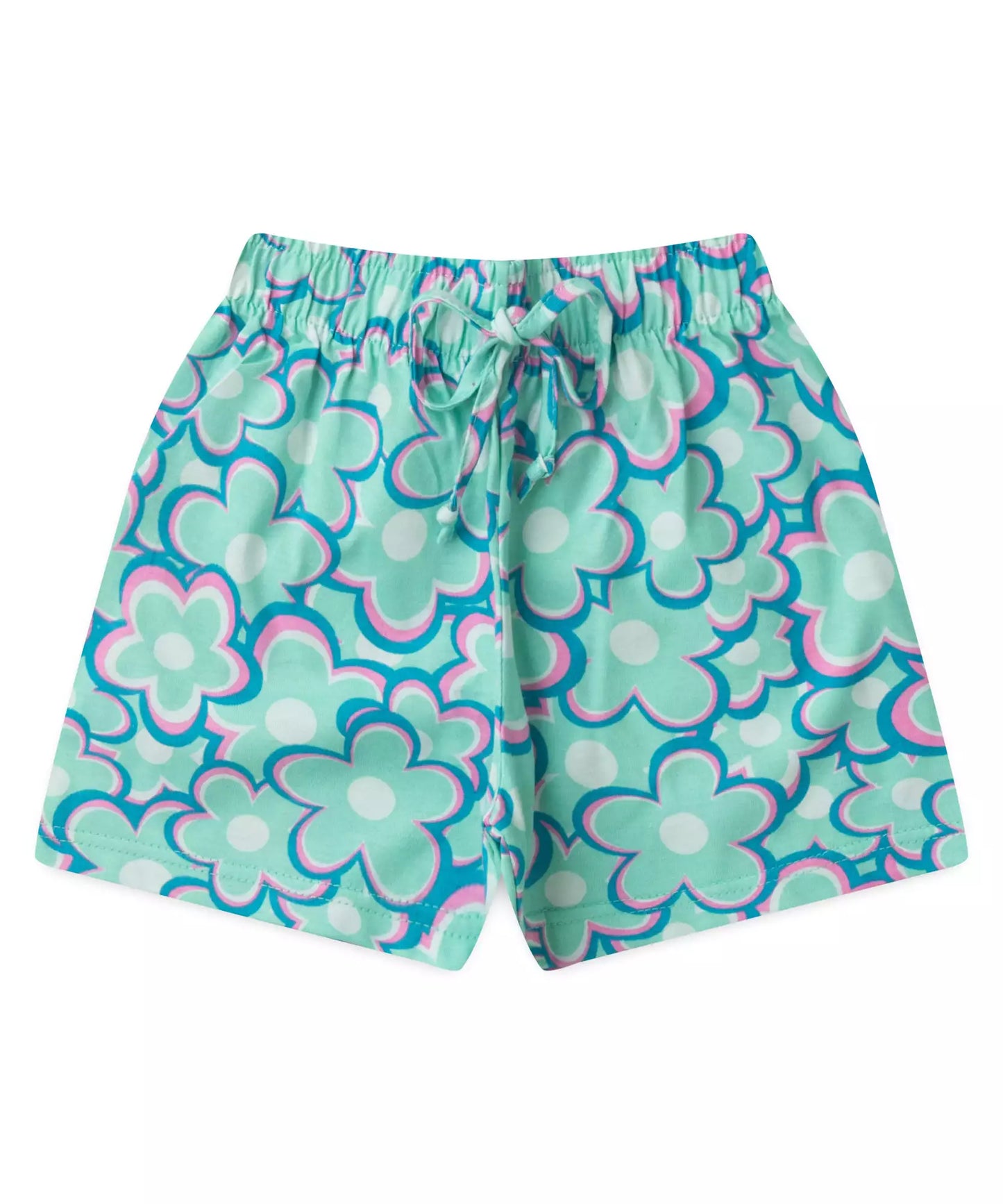 Conjunto de Verão Infantil Feminino Flores no Branco