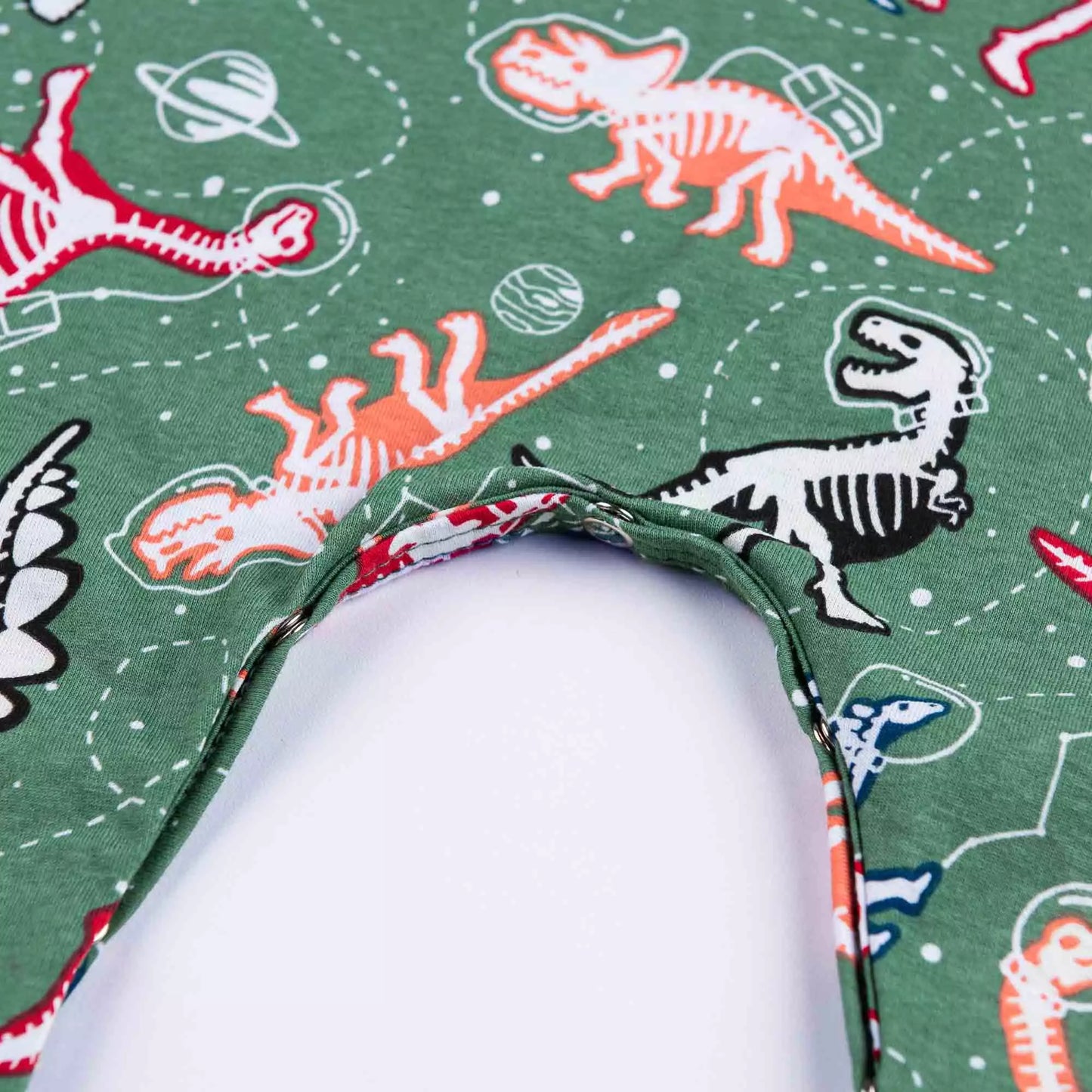Macacão Pijama de Verão para Bebê Menino Dinossauro Verde