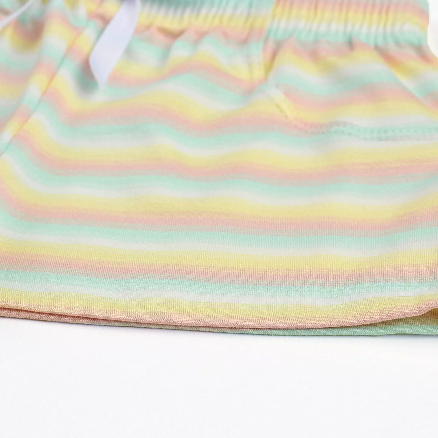 Short Infantil para Menina Verde Listrado em Moletinho