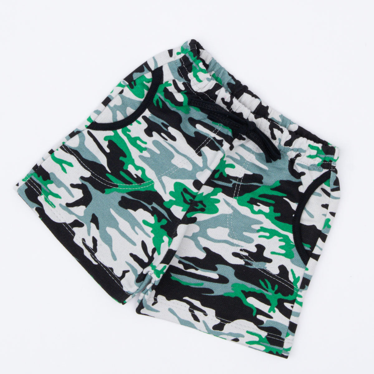 Short em Moletinho Militar Verde para Bebê Menino