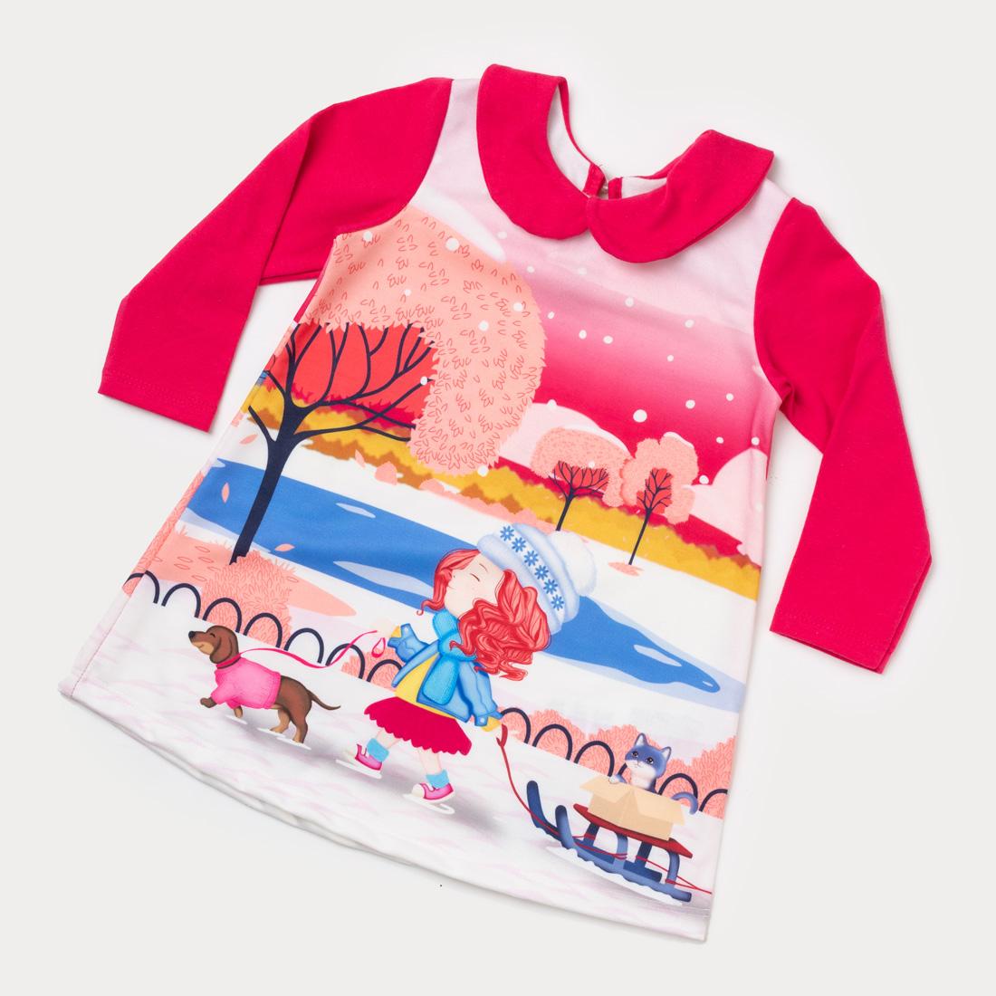 Vestido Pink de Bebê Manga Longa com Estampa