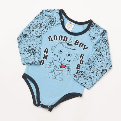 Body Manga Longa Fantoni Robot Azul em Meia Malha