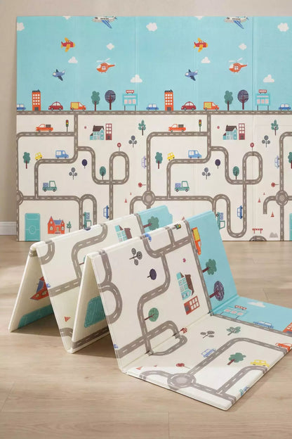 Tapete Tatame Infantil Dobrável Dupla Face Carros 180x150