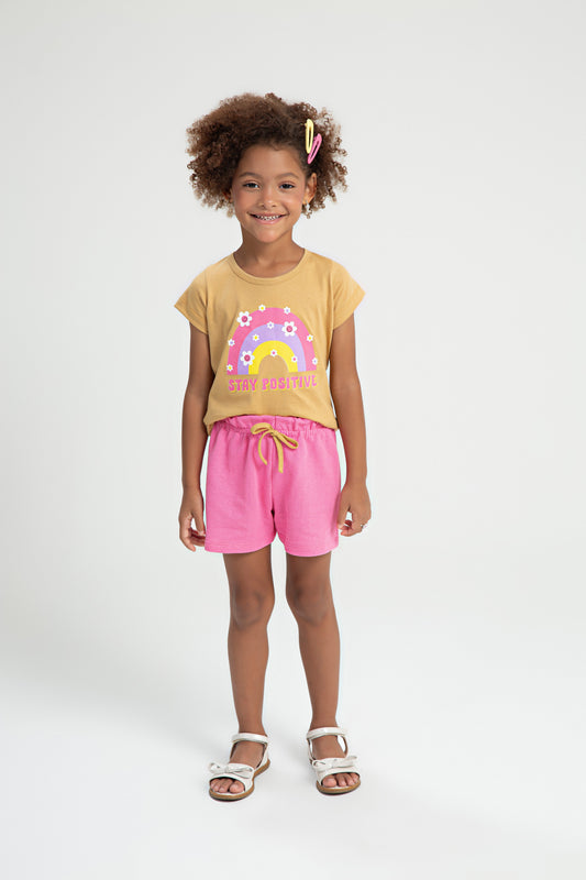 Conjunto de Verão para Menina Arco-Íris Positivo Caqui