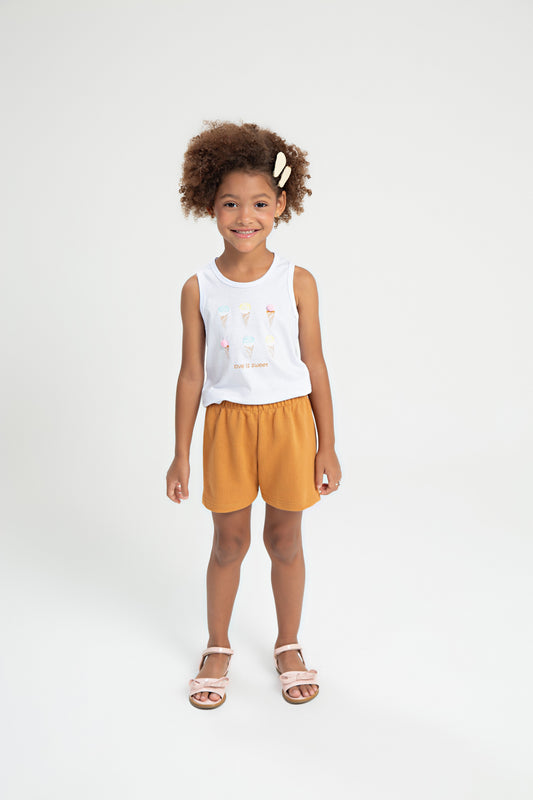 Conjunto de Verão para Menina Doce Amor Branco