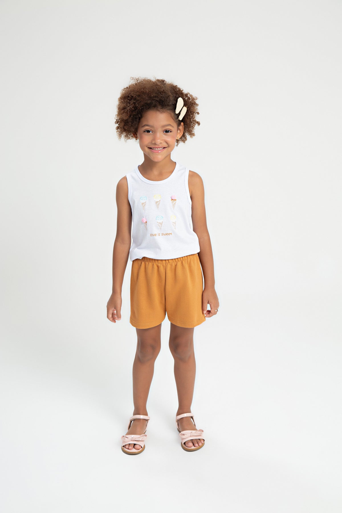 Conjunto de Verão para Menina Doce Amor Branco