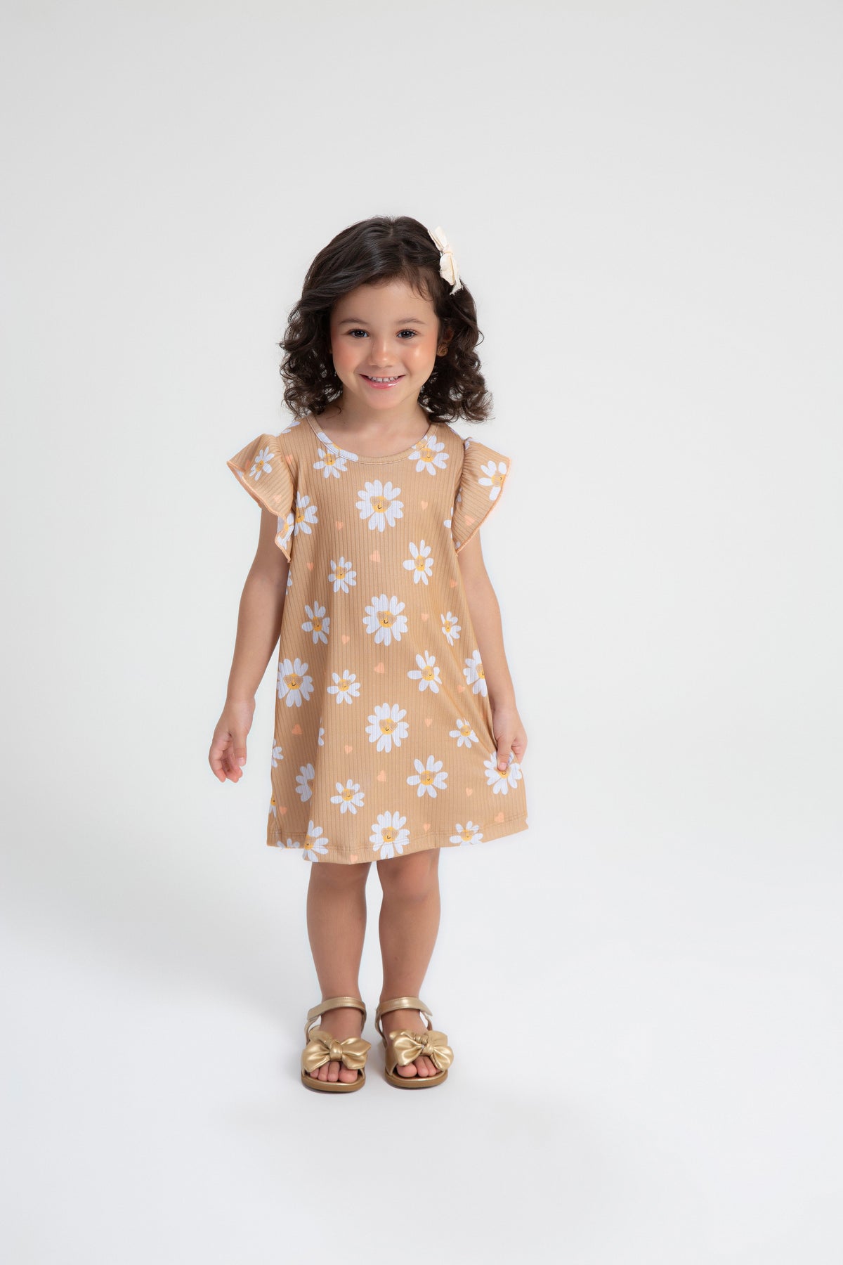 Vestido de Verão Jardim Floral Caqui
