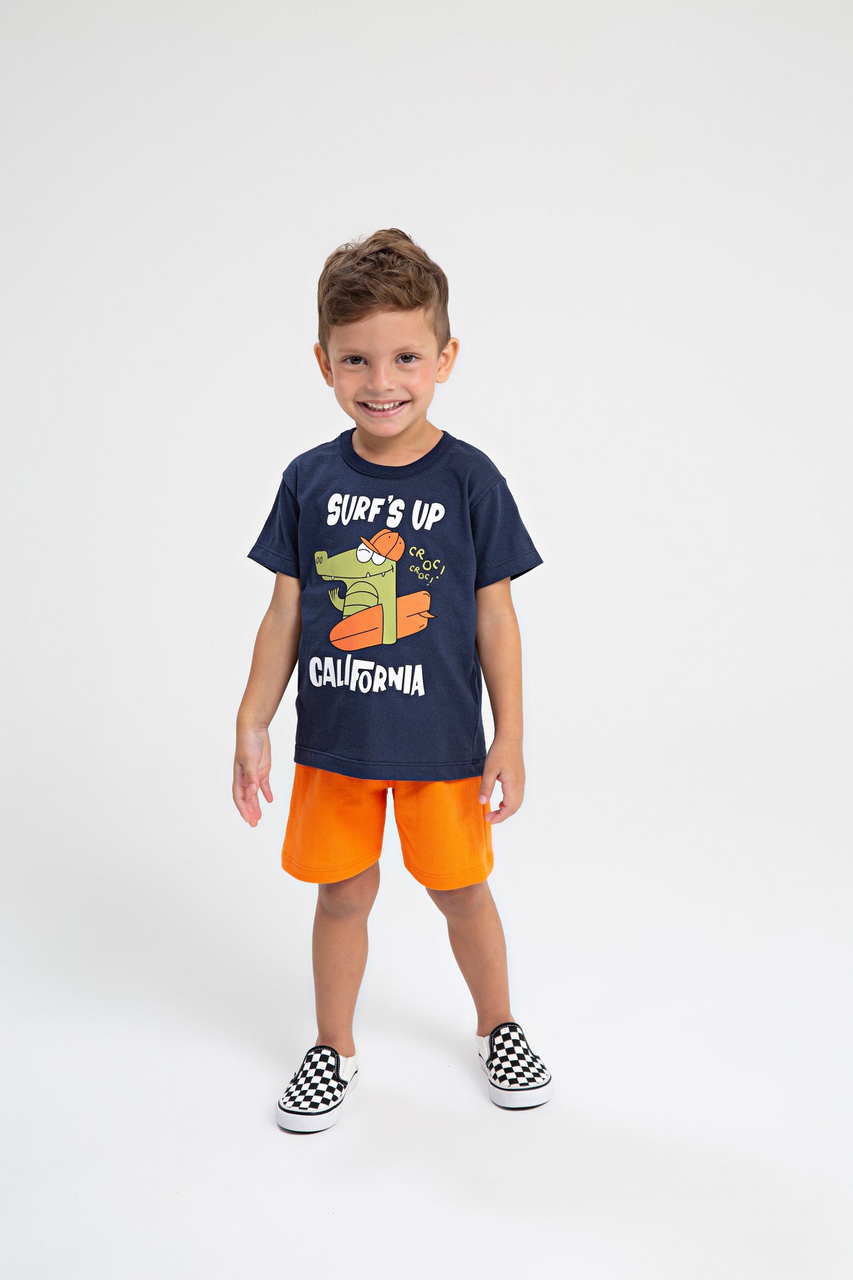 Conjunto de Verão para Menino Jacaré Surfista Marinho