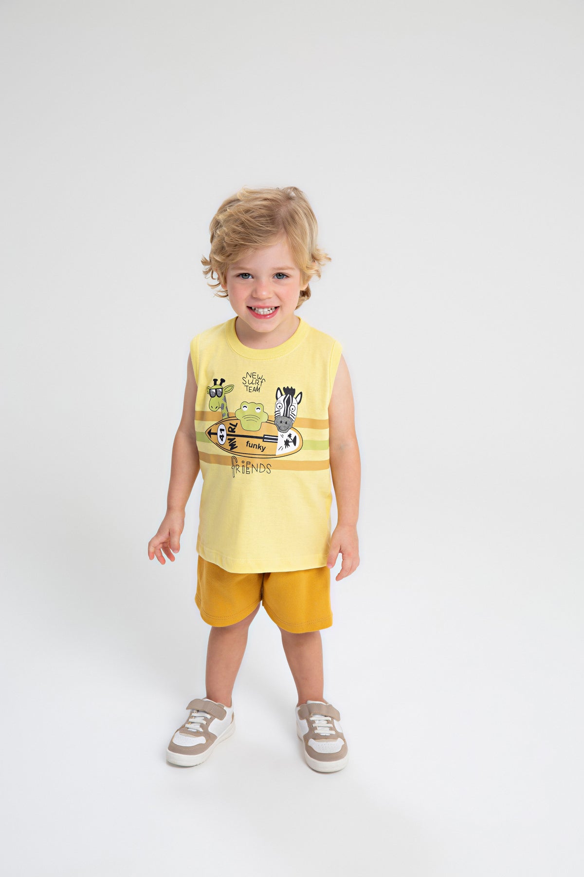 Conjunto de Verão para Menino Turma do Surf Amarelo
