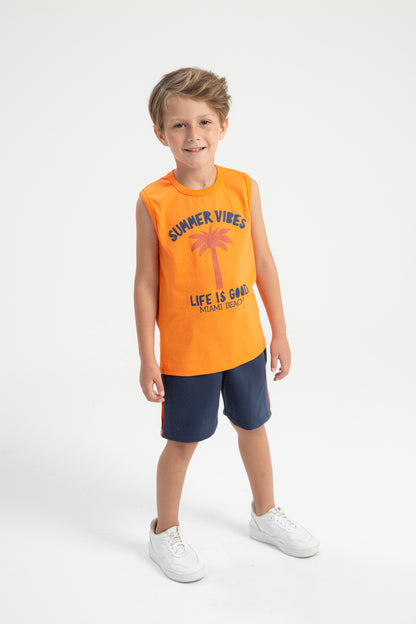Conjunto de Verão para Menino Vibes de Miami Laranja