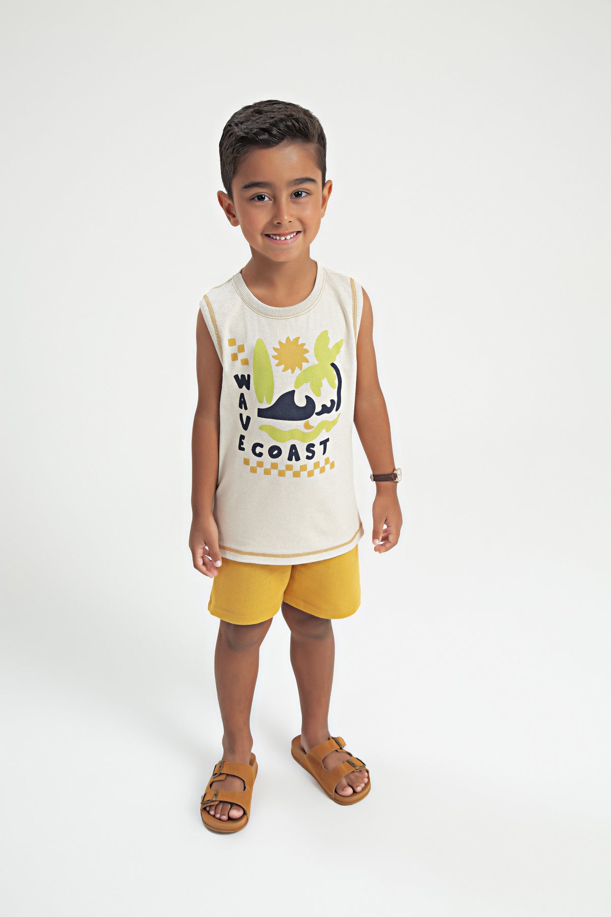 Conjunto de Verão para Menino Costa das Ondas Bege