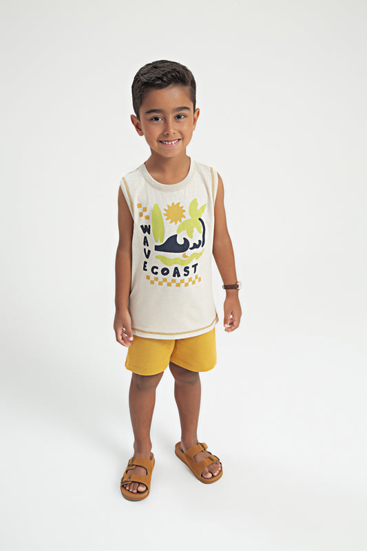 Conjunto de Verão para Menino Costa das Ondas Bege