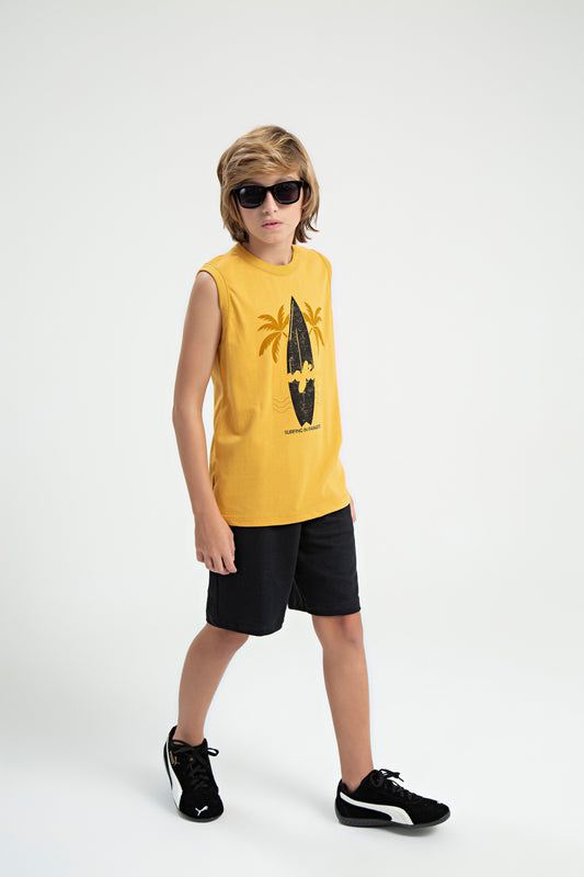 Conjunto de Verão para Menino Prancha Radical Mostarda