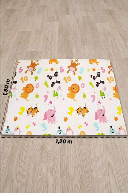 Tapete Tatame Infantil Dobrável Dupla Face Zoo 180x120