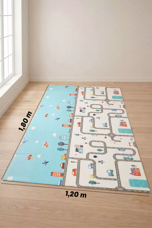 Tapete Tatame Infantil Dobrável Dupla Face Carros 180x120