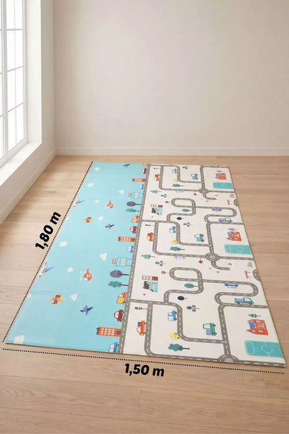 Tapete Tatame Infantil Dobrável Dupla Face Carros 180x150