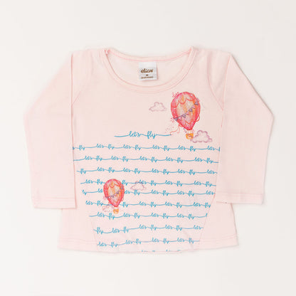 Blusa Manga Longa Elian Let´s Fly Rosa em Meia Malha