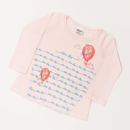 Blusa Manga Longa Elian Let´s Fly Rosa em Meia Malha