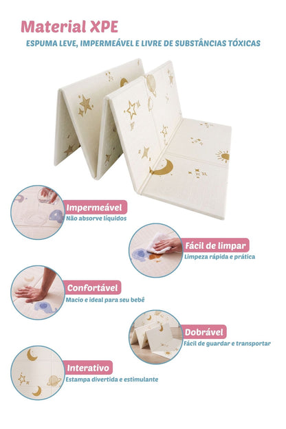 Tapete Tatame Infantil Dobrável Dupla Face Minimalista 200x150