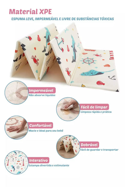 Tapete Tatame Infantil Dobrável Dupla Face Dog 180x150