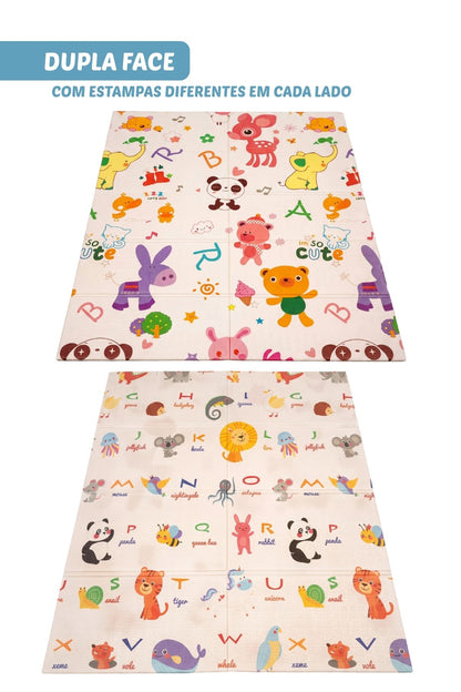 Tapete Tatame Infantil Dobrável Dupla Face Safari 180x120