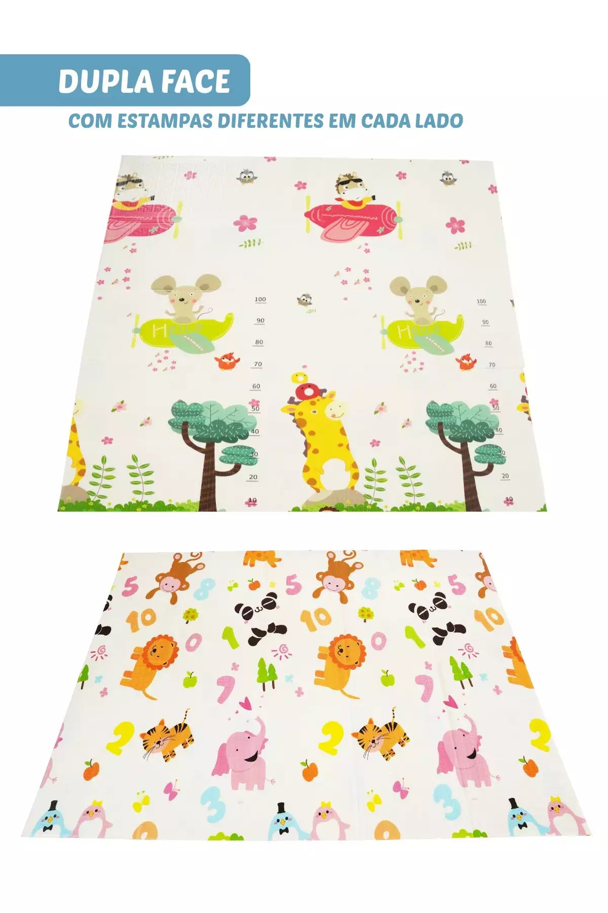 Tapete Tatame Infantil Dobrável Dupla Face Zoo 180x150