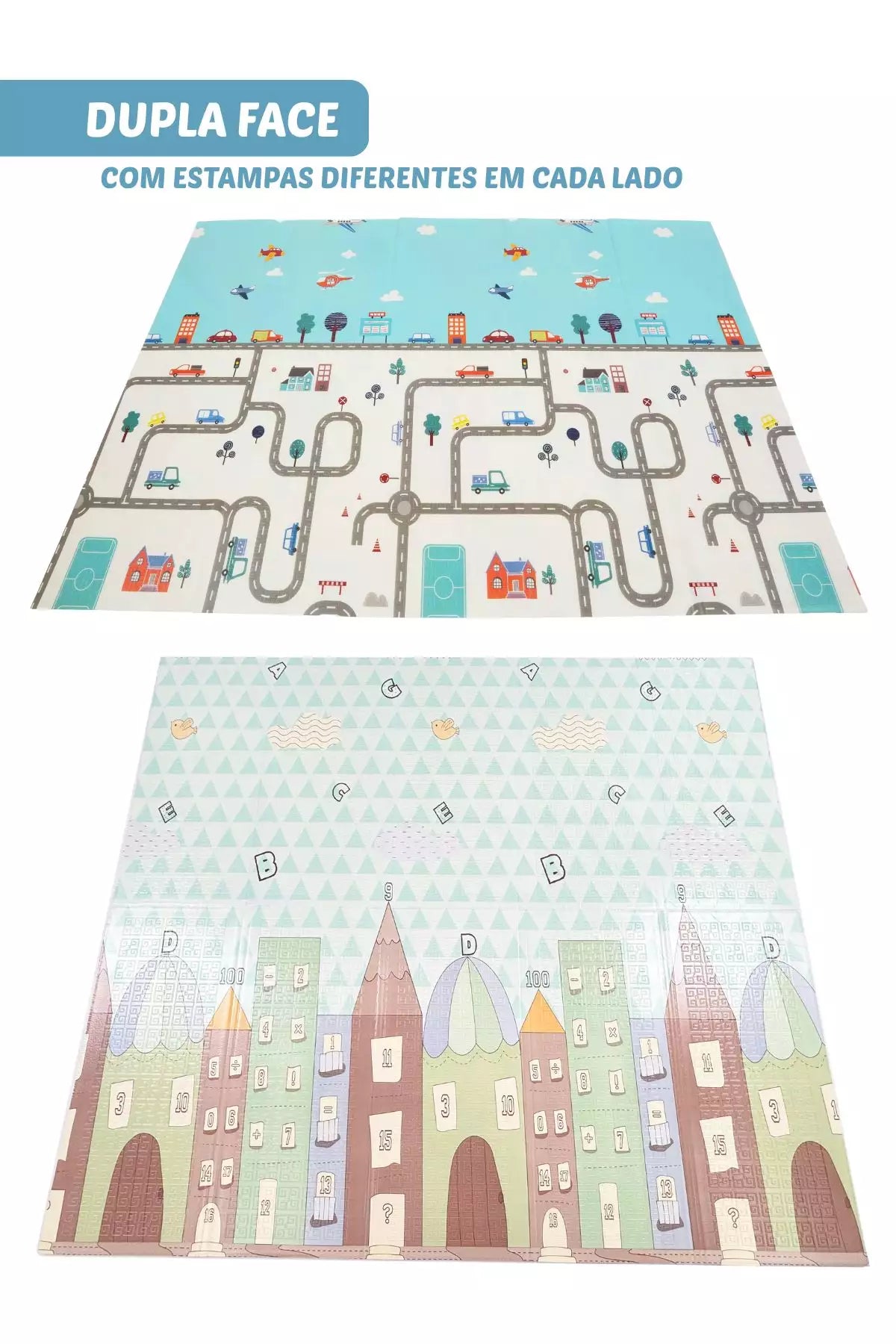 Tapete Tatame Infantil Dobrável Dupla Face Carros 180x120