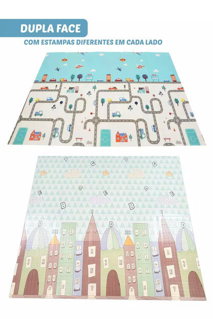 Tapete Tatame Infantil Dobrável Dupla Face Carros 180x120