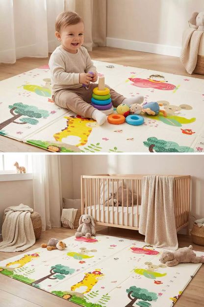 Tapete Tatame Infantil Dobrável Dupla Face Zoo 180x150