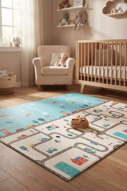 Tapete Tatame Infantil Dobrável Dupla Face Carros 180x120