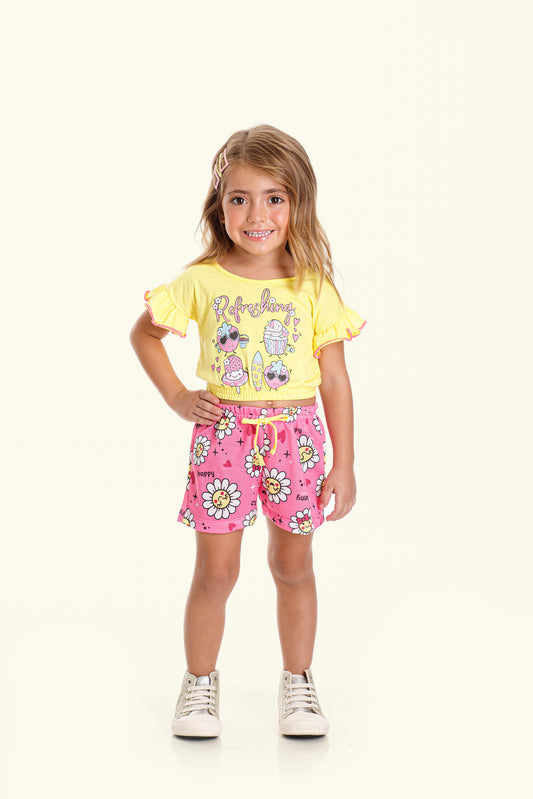 Conjunto de Verão para Menina Cupcake Amarelo