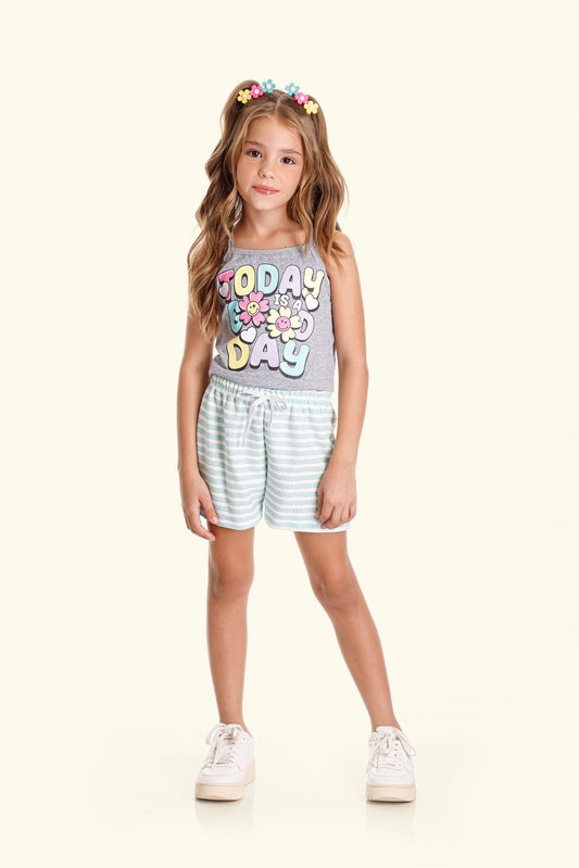 Conjunto Curto Infantil Feminino Good Day Mescla