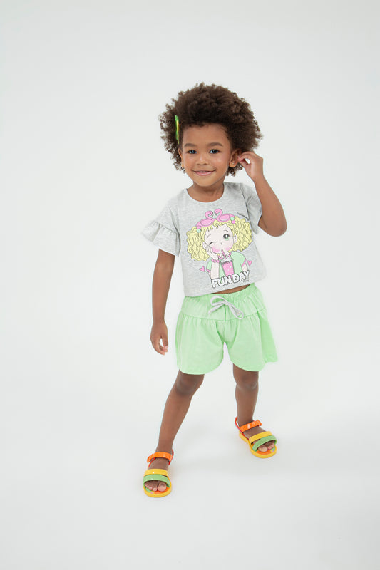 Conjunto de Verão para Menina Bonequinha Mescla
