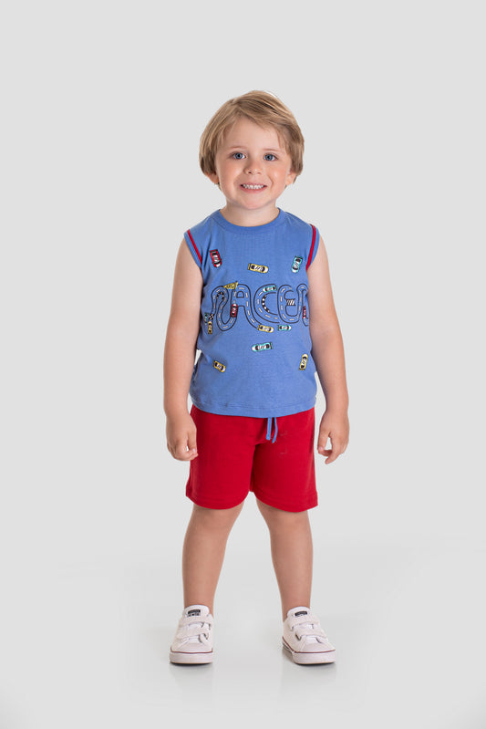 Conjunto de Verão para Menino Race Azul