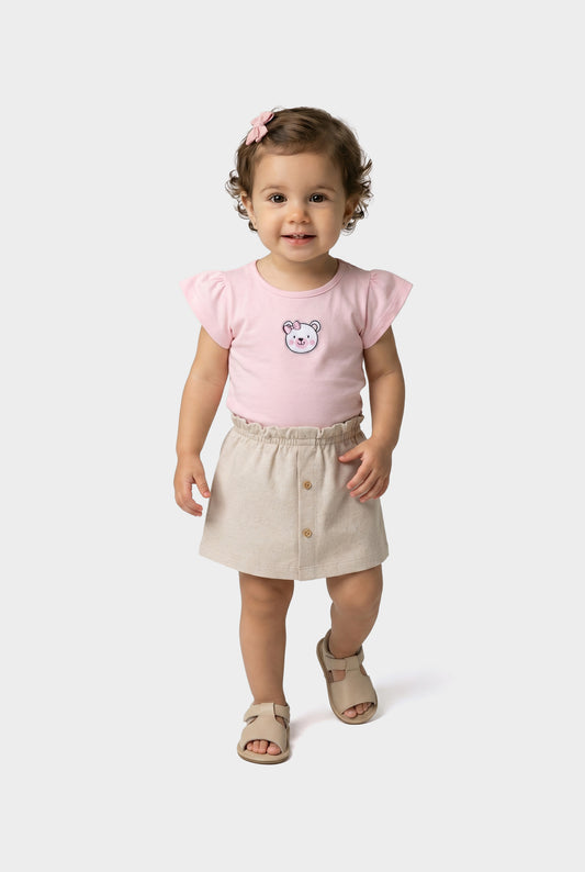 Conjunto de Verão para Menina Ursinha Delicada Rosa