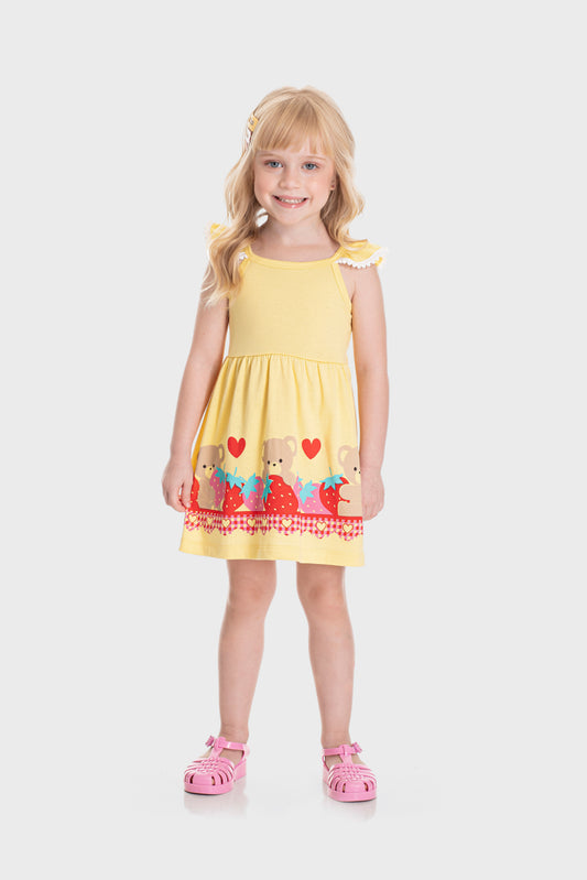 Vestido de Verão para Menina Jardim Encantado Amarelo
