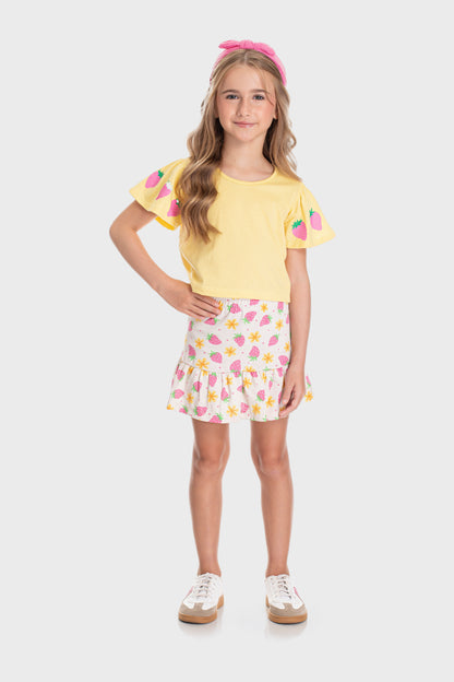 Conjunto de Verão para Menina Moranguinho Amarelo