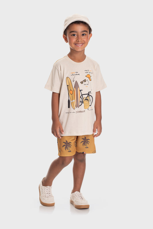 Conjunto de Verão para Menino Aventura nas Ondas Bege