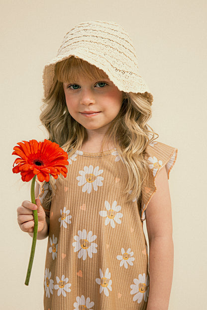 Vestido de Verão Jardim Floral Caqui
