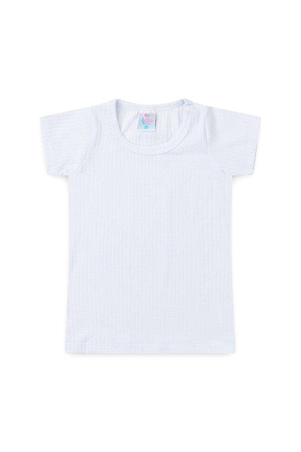 Blusa Básica Canelada Infantil para Menina Branco