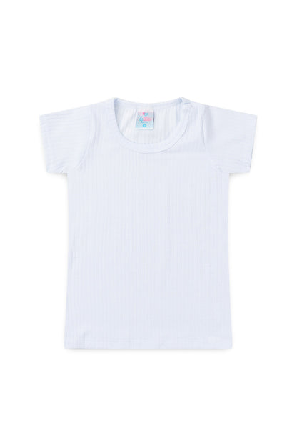 Blusa Básica Canelada Infantil para Menina Branco