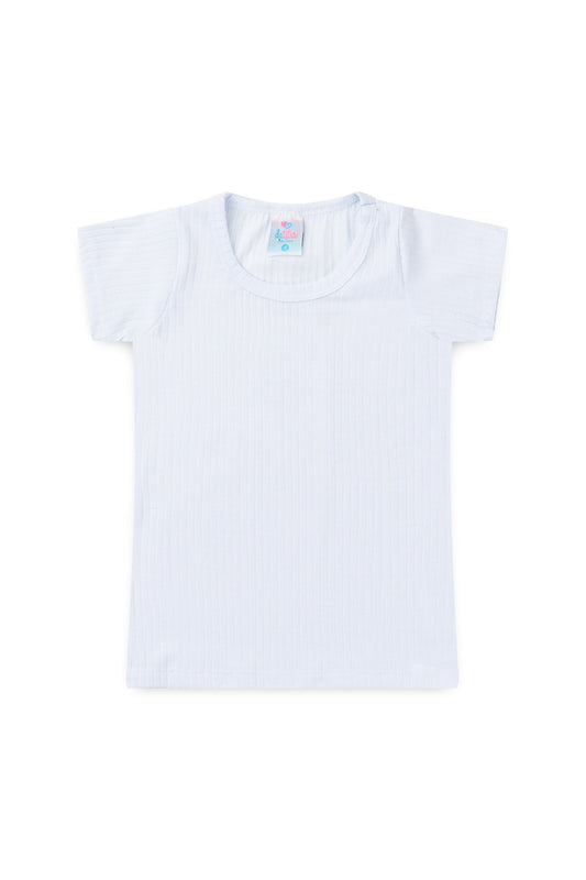 Blusa Básica Canelada Infantil para Menina Branco