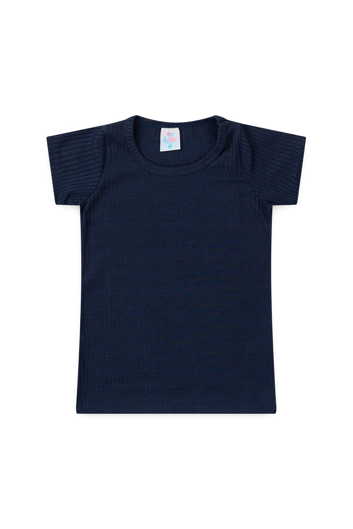 Blusa Básica Canelada Infantil para Menina Marinho