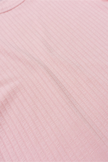 Blusa Básica Canelada Infantil para Menina Rosa