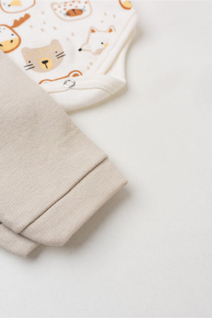 Conjunto Body para Bebê Bichinhos Fofos Marfim