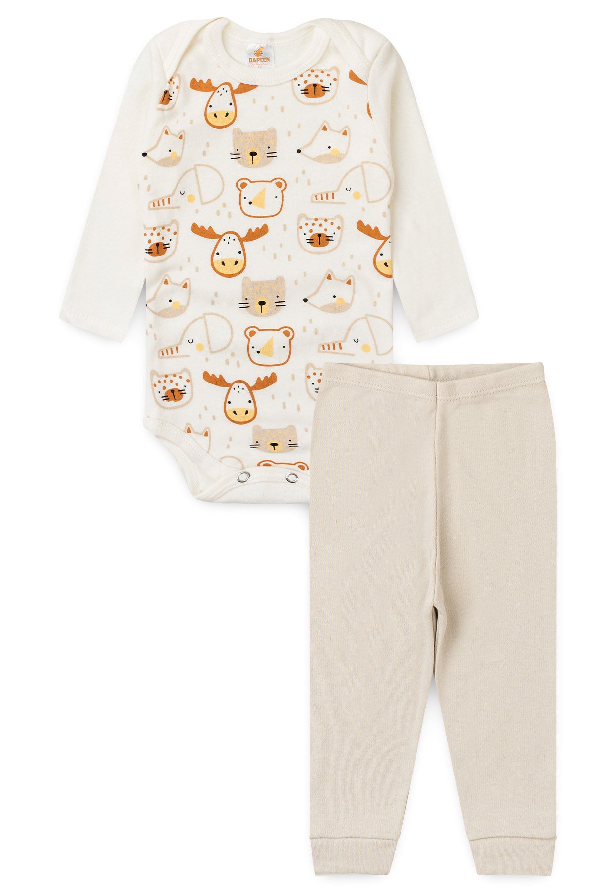 Conjunto Body para Bebê Bichinhos Fofos Marfim