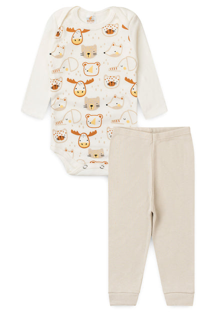 Conjunto Body para Bebê Bichinhos Fofos Marfim